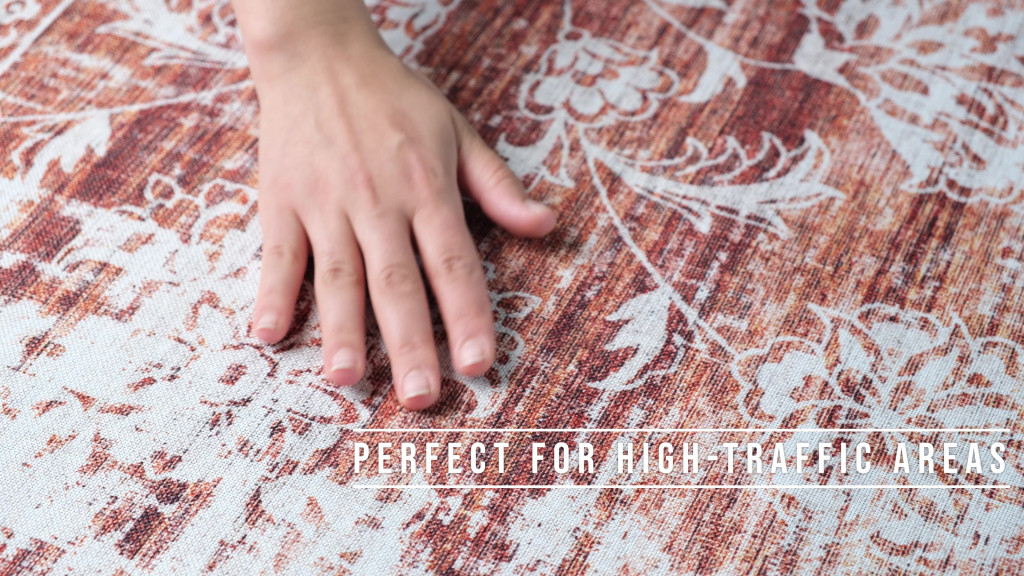 5" X 8" Rust Oriental Distressed Stain Resistant Area Rug