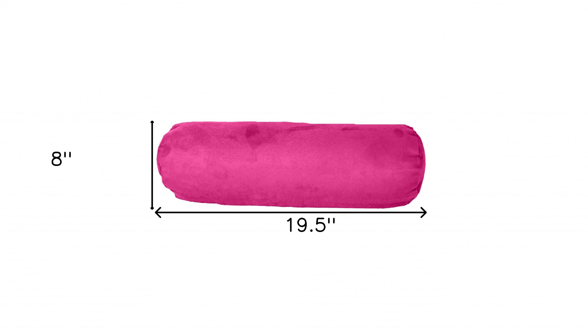 8"" X 20"" Fuchsia Bolster Zippered Microsuede Solid Color Bolster Pillow
