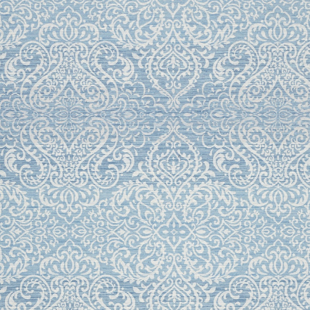 8" X 10" Blue Floral Distressed Washable Area Rug
