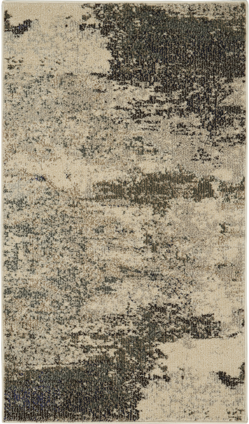 2 X 4 Ivory And grey Abstract Power Loom Non Skid Area Rug