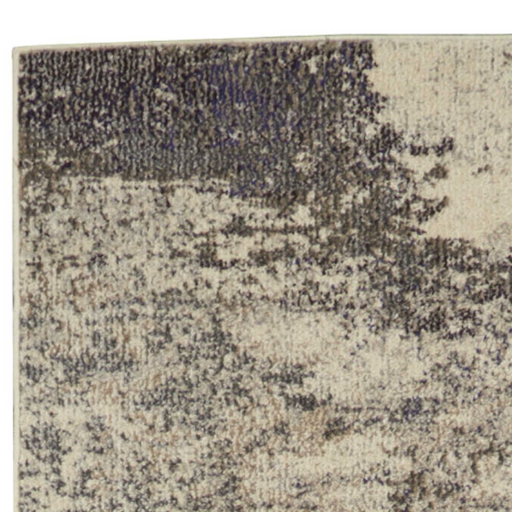 2" X 8" Ivory And Grey Abstract Power Loom Non Skid Runner Rug