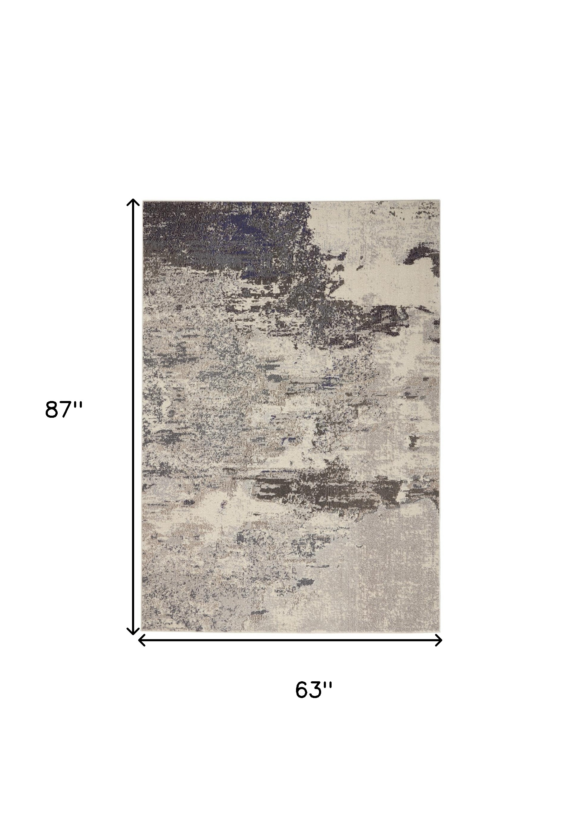 5" X 7" Ivory And Grey Abstract Power Loom Non Skid Area Rug