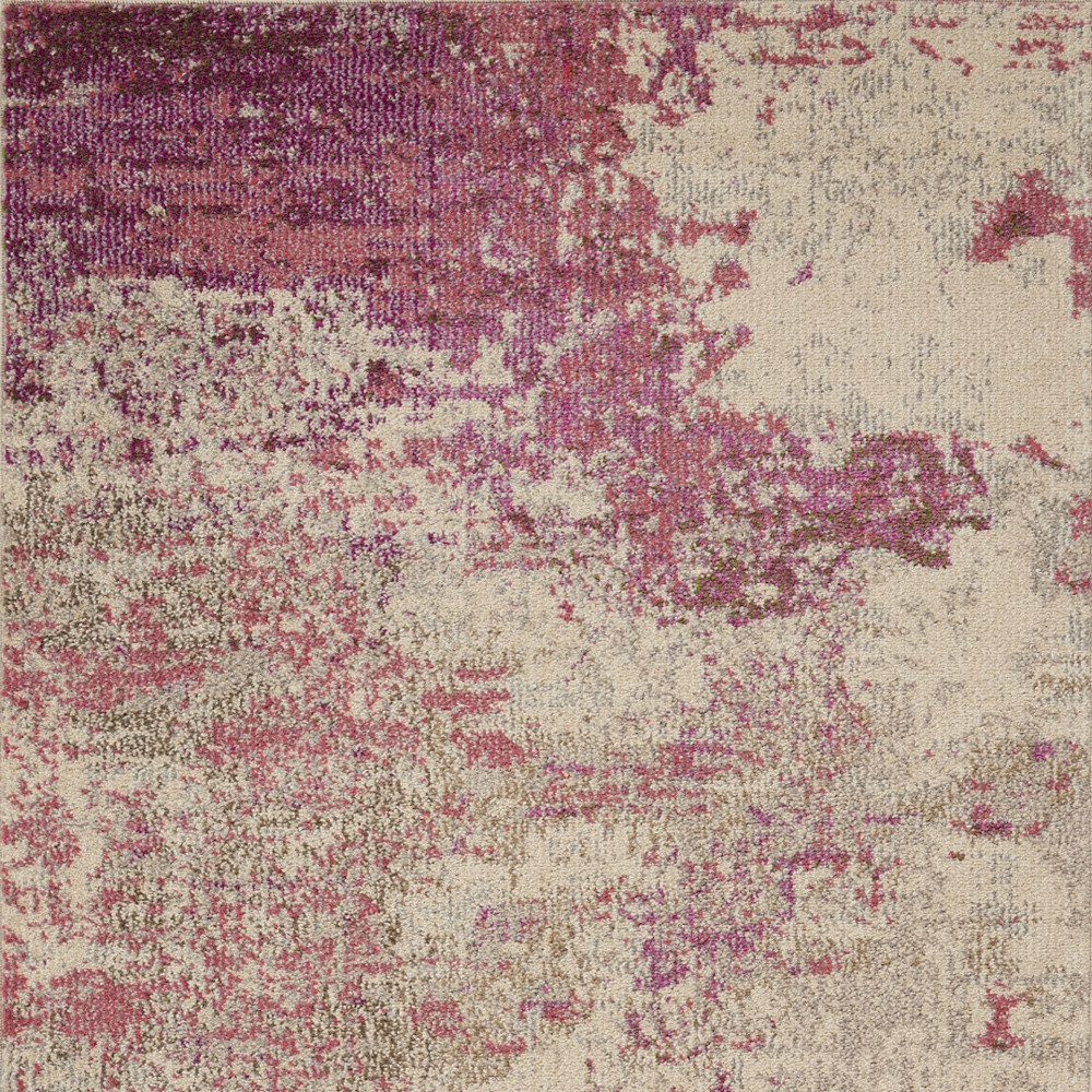 3" X 5" Ivory And Pink Abstract Power Loom Non Skid Area Rug