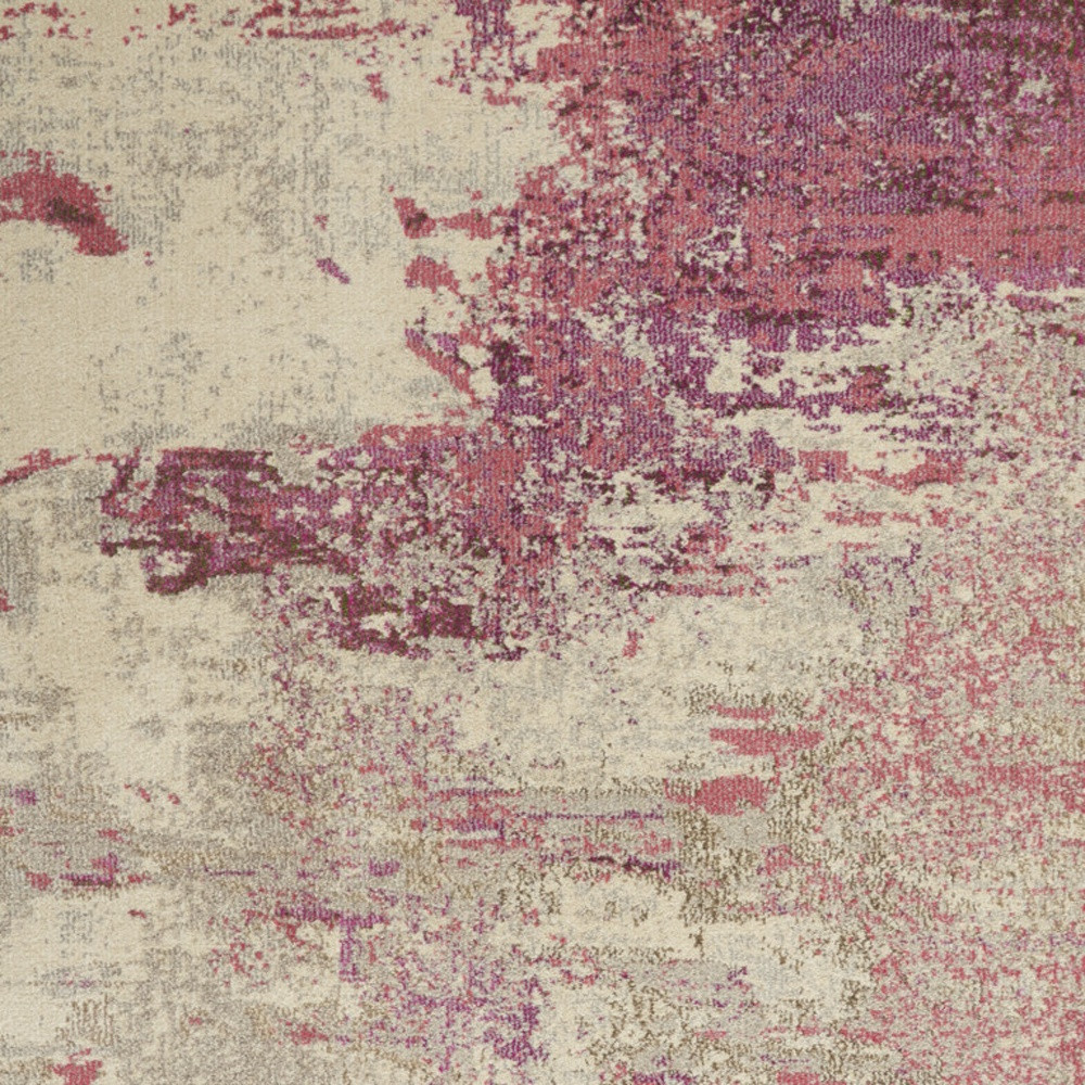 4" X 6" Ivory And Pink Abstract Power Loom Non Skid Area Rug