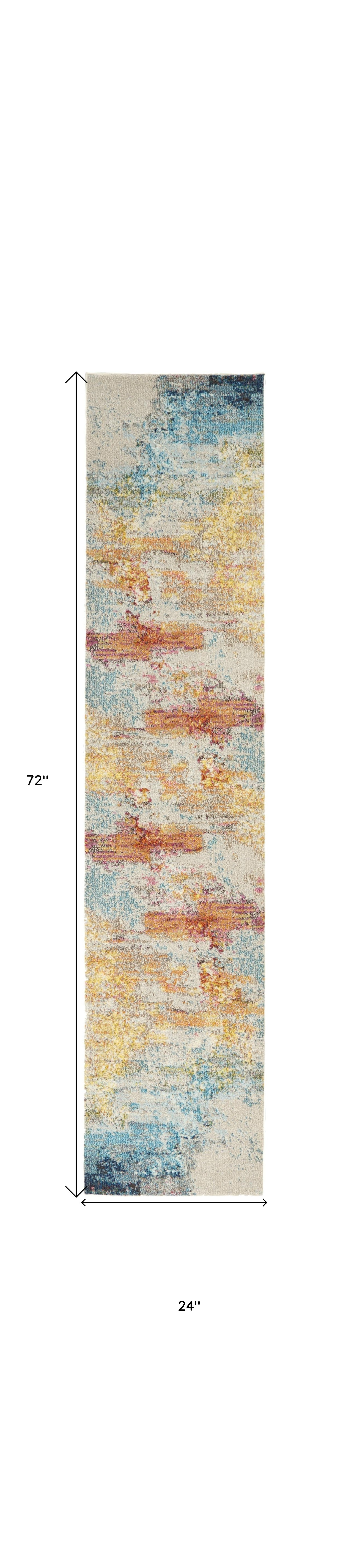 2" X 6" Sealife Abstract Power Loom Non Skid Runner Rug