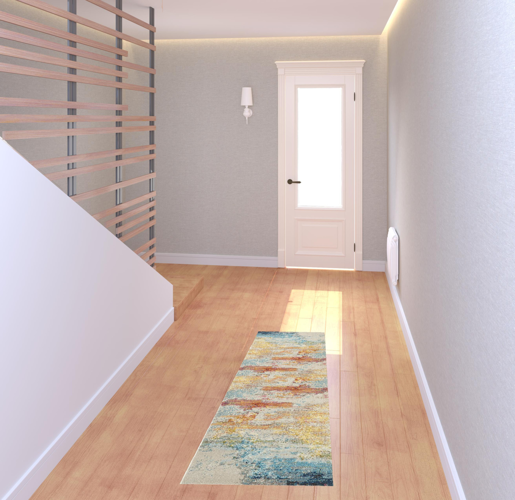 2" X 6" Sealife Abstract Power Loom Non Skid Runner Rug