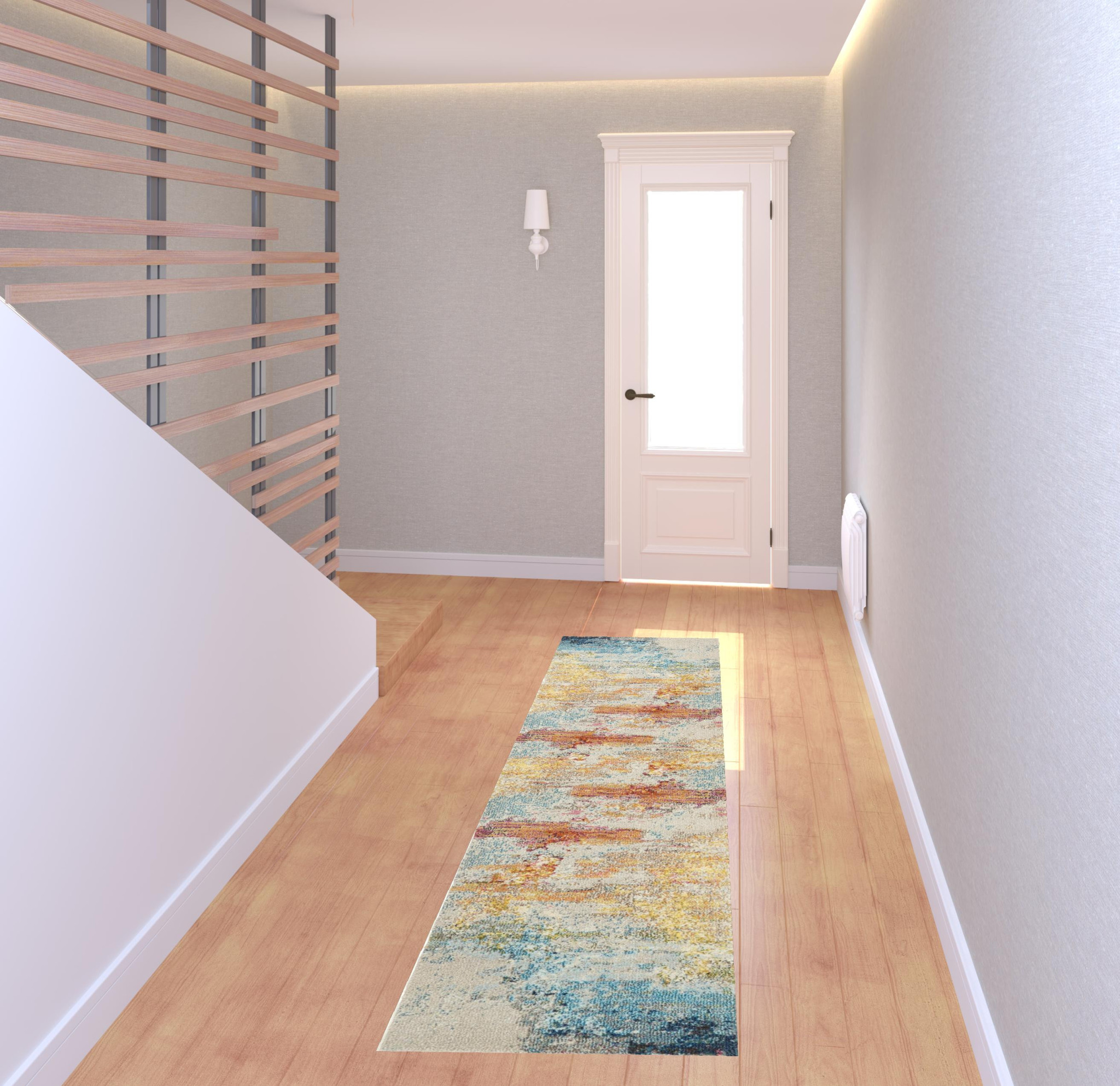 2" X 8" Sealife Abstract Power Loom Non Skid Runner Rug