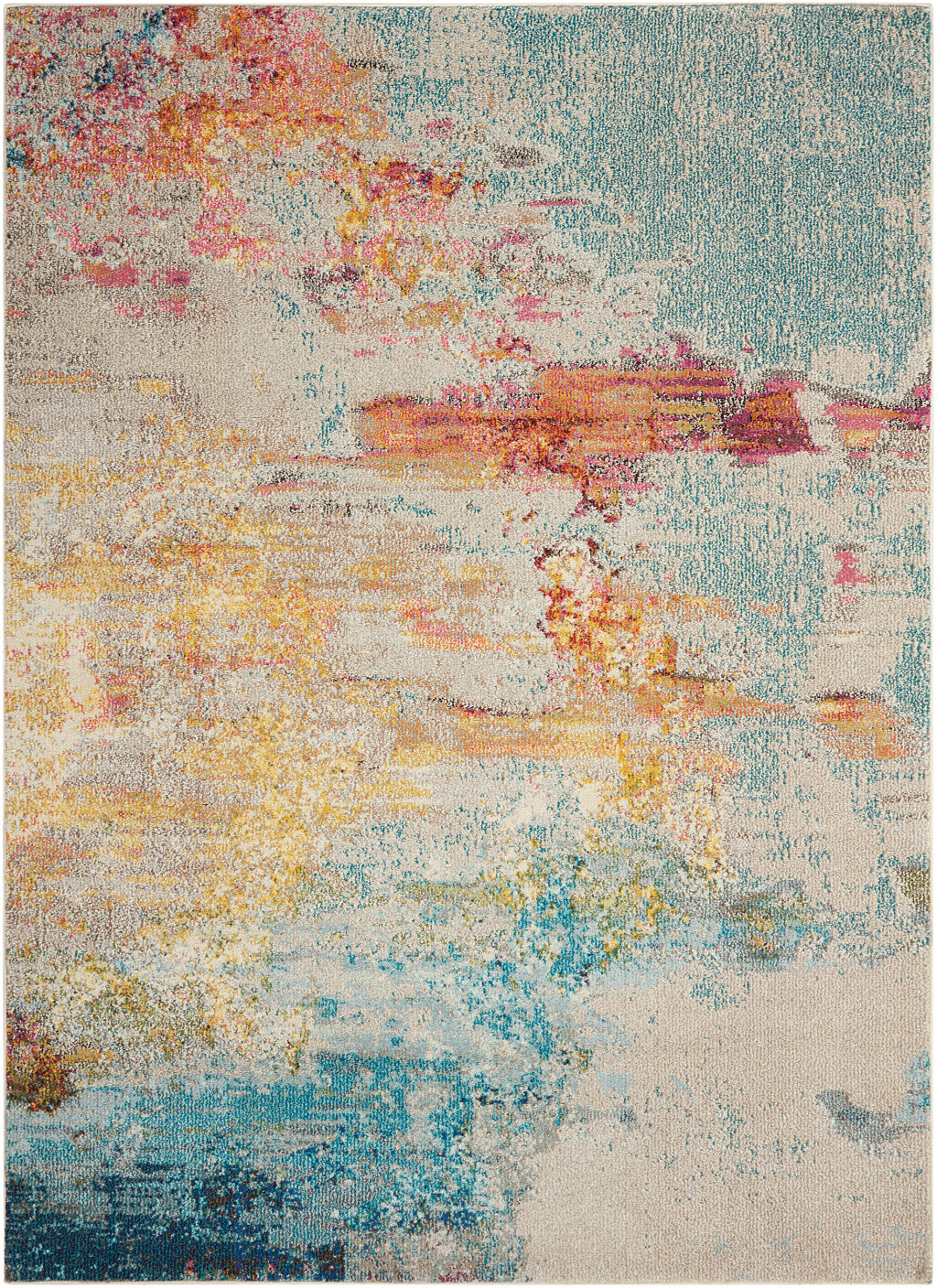 3" X 5" Sealife Abstract Power Loom Non Skid Area Rug