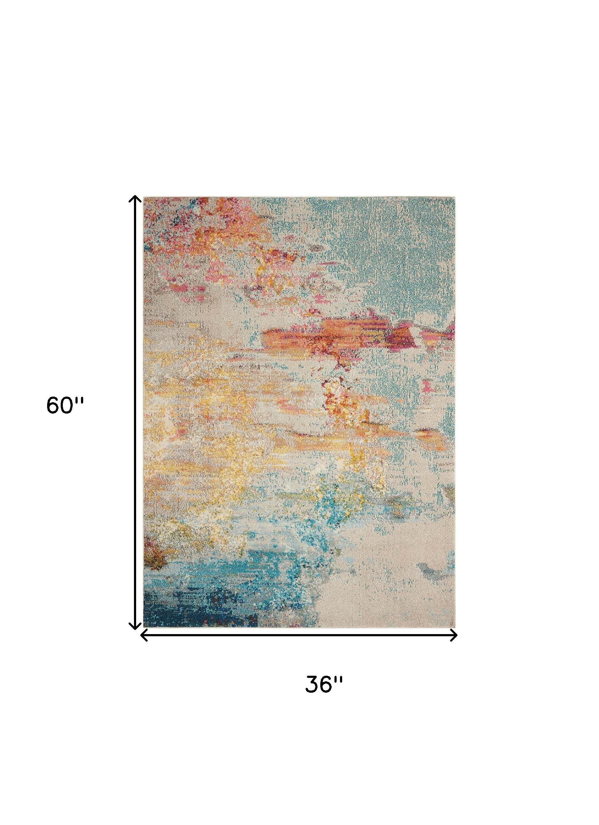 3" X 5" Sealife Abstract Power Loom Non Skid Area Rug