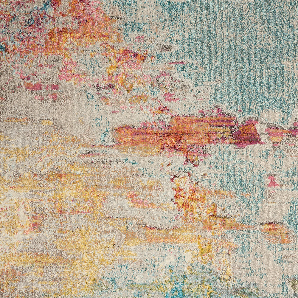 3" X 5" Sealife Abstract Power Loom Non Skid Area Rug