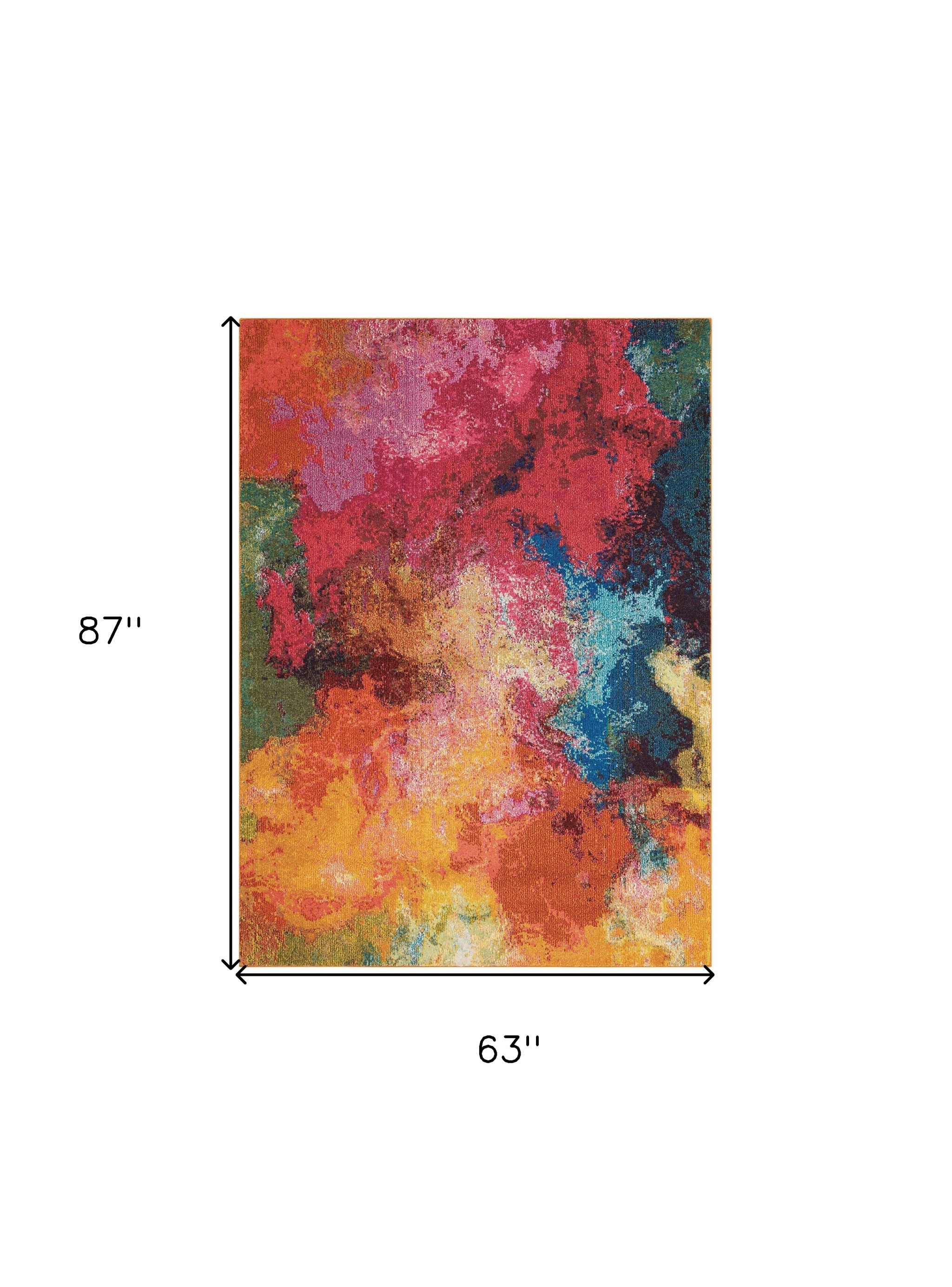 5" X 7" Palette Abstract Power Loom Non Skid Area Rug