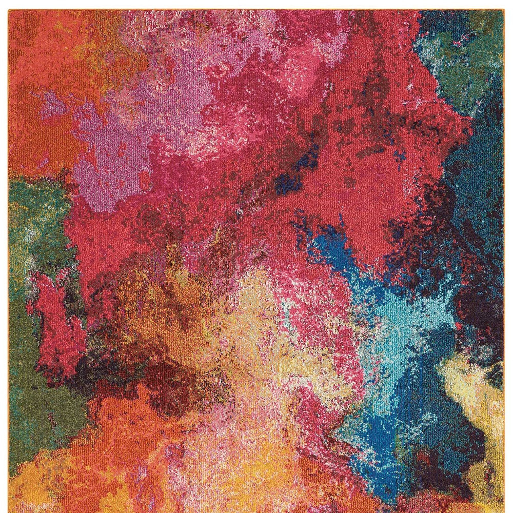 5" X 7" Palette Abstract Power Loom Non Skid Area Rug