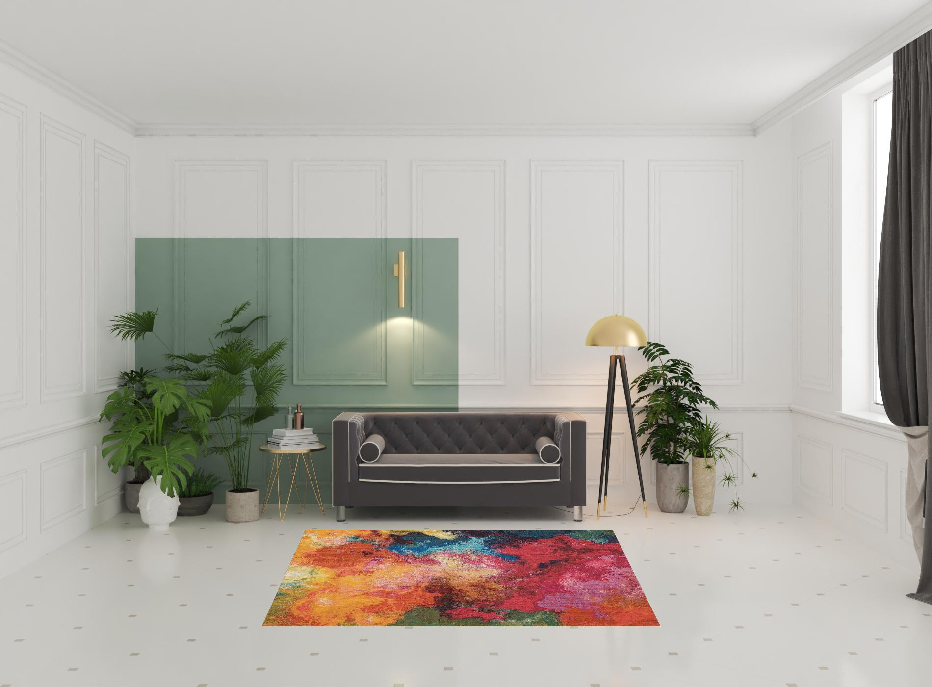 5" X 7" Palette Abstract Power Loom Non Skid Area Rug