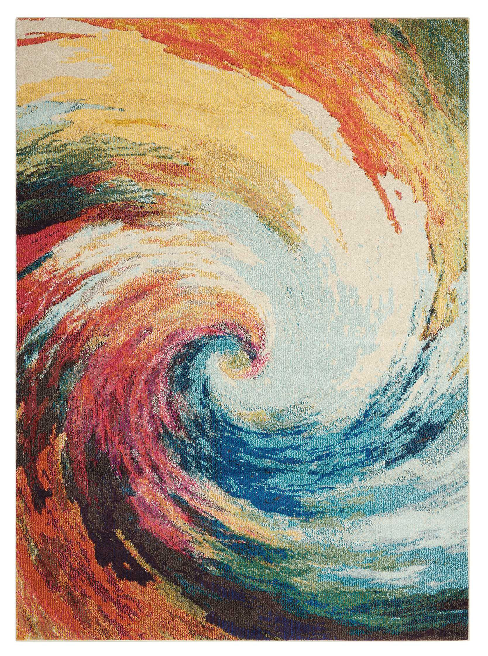 4 X 6 Wave Abstract Power Loom Non Skid Area Rug