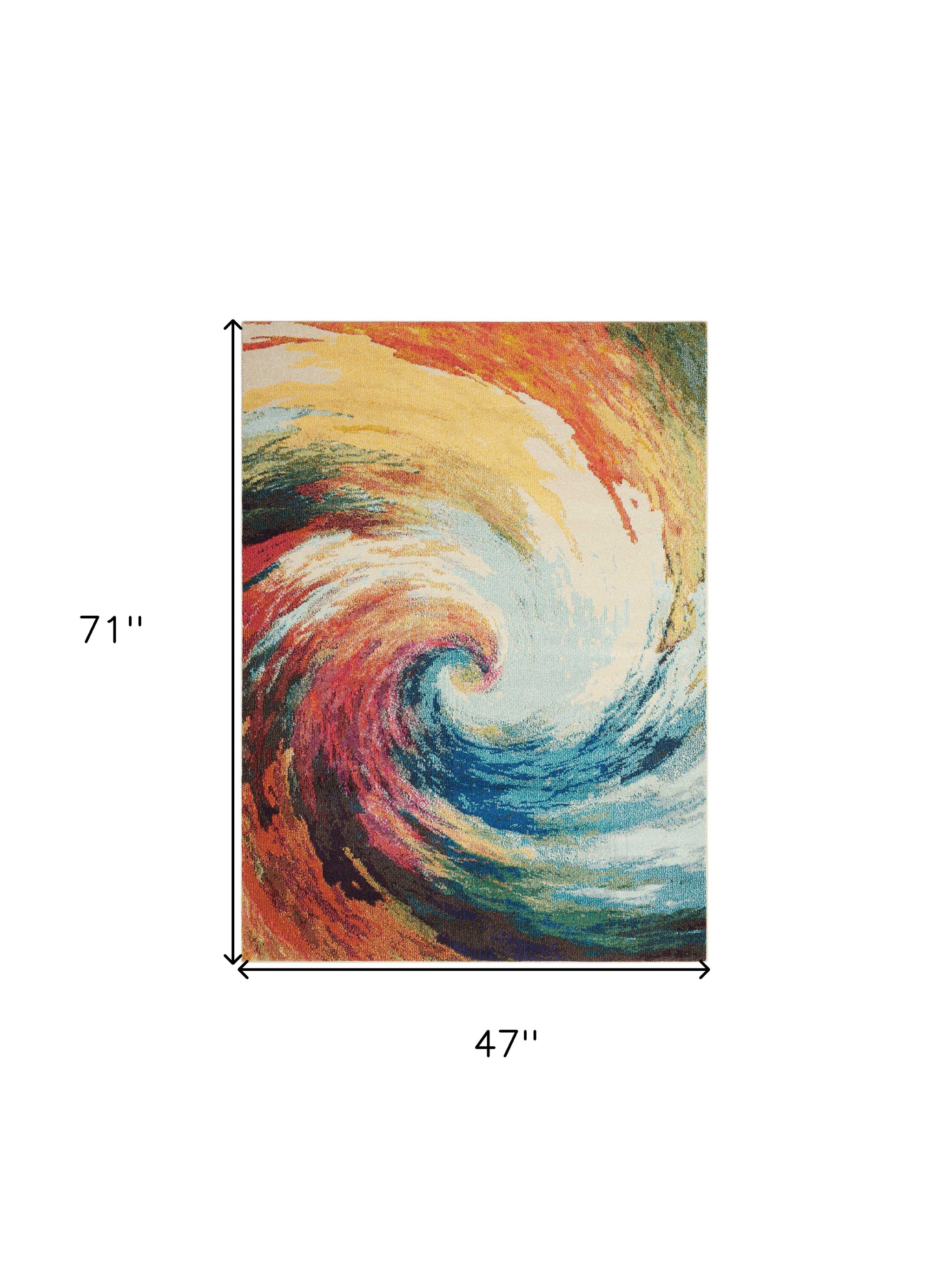 4" X 6" Wave Abstract Power Loom Non Skid Area Rug