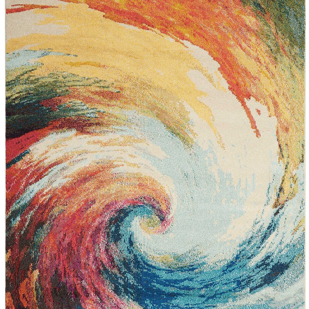 4" X 6" Wave Abstract Power Loom Non Skid Area Rug