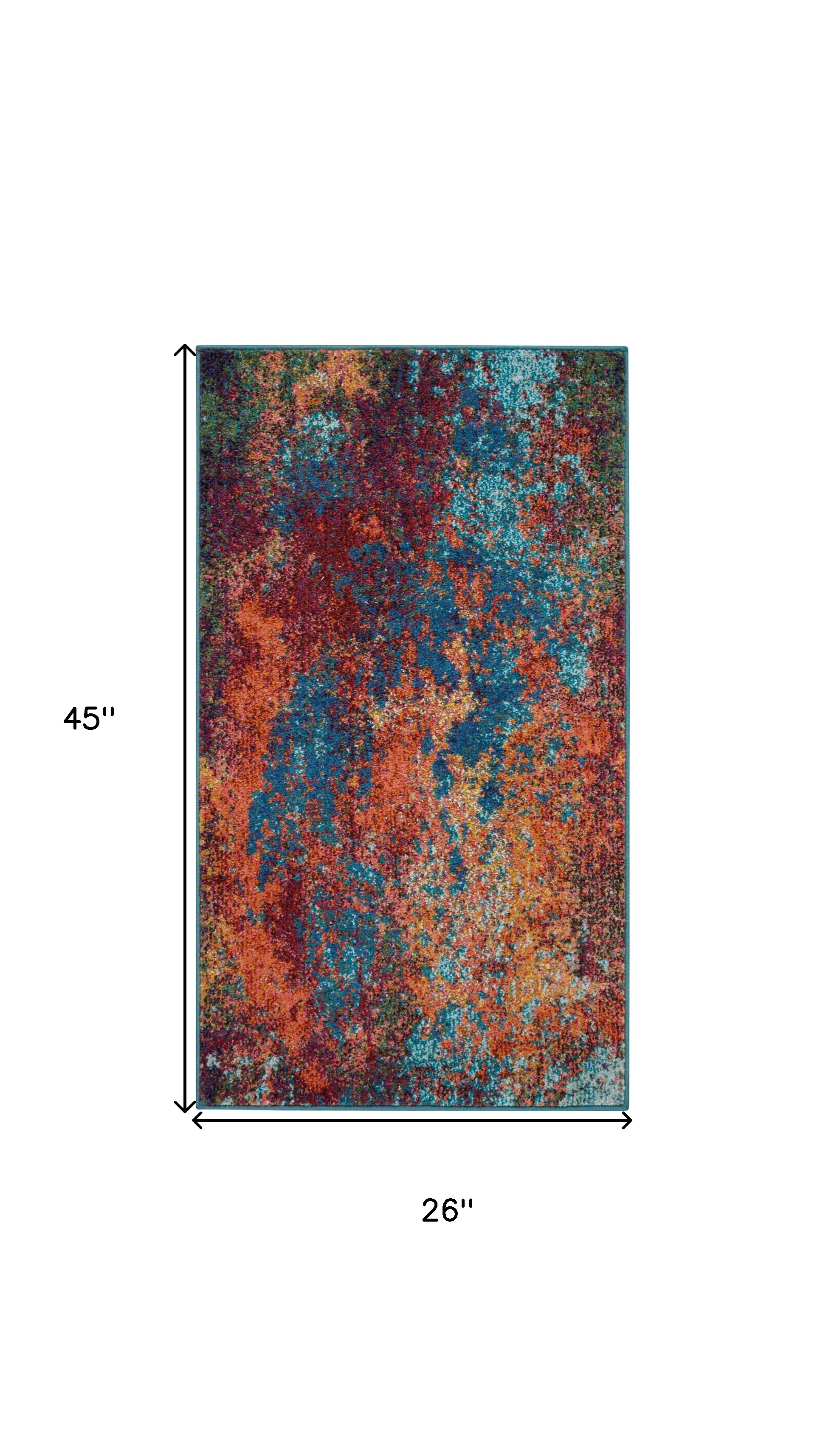 2" X 4" Atlantic Abstract Power Loom Non Skid Area Rug