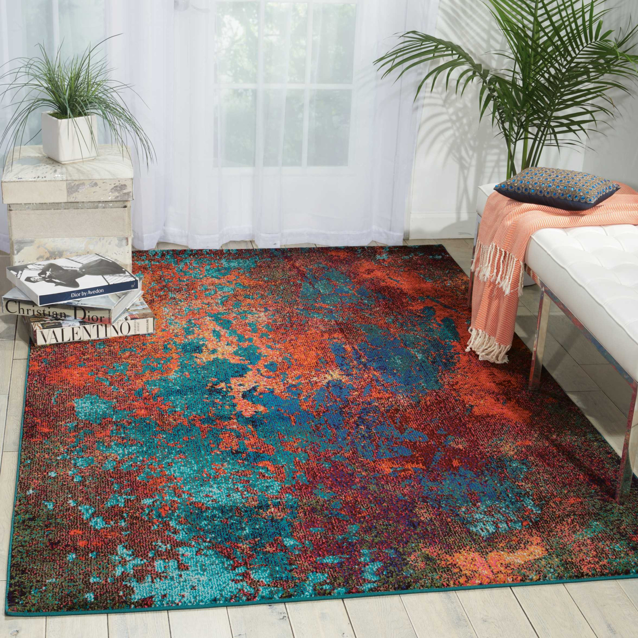4" X 6" Atlantic Abstract Power Loom Non Skid Area Rug