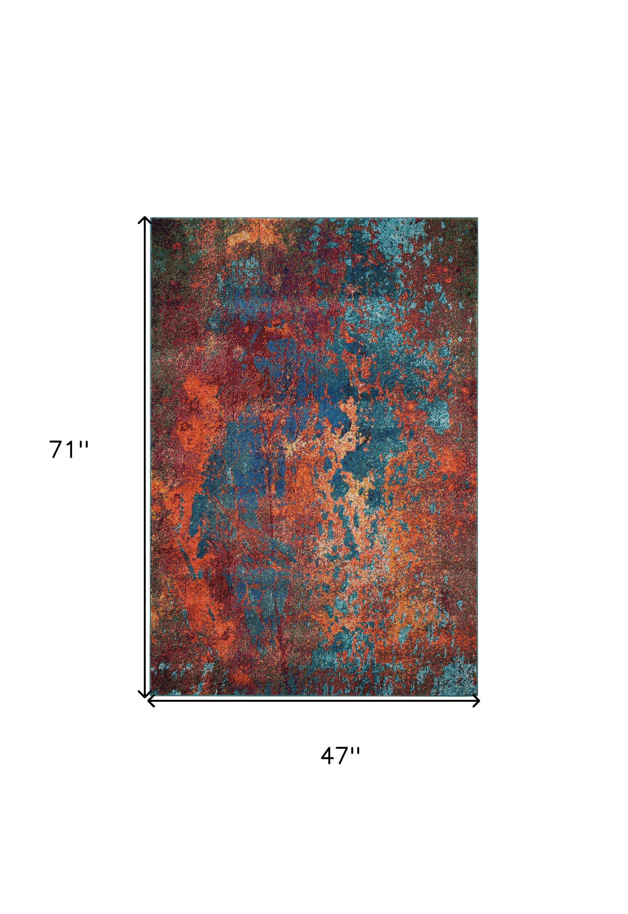 4" X 6" Atlantic Abstract Power Loom Non Skid Area Rug
