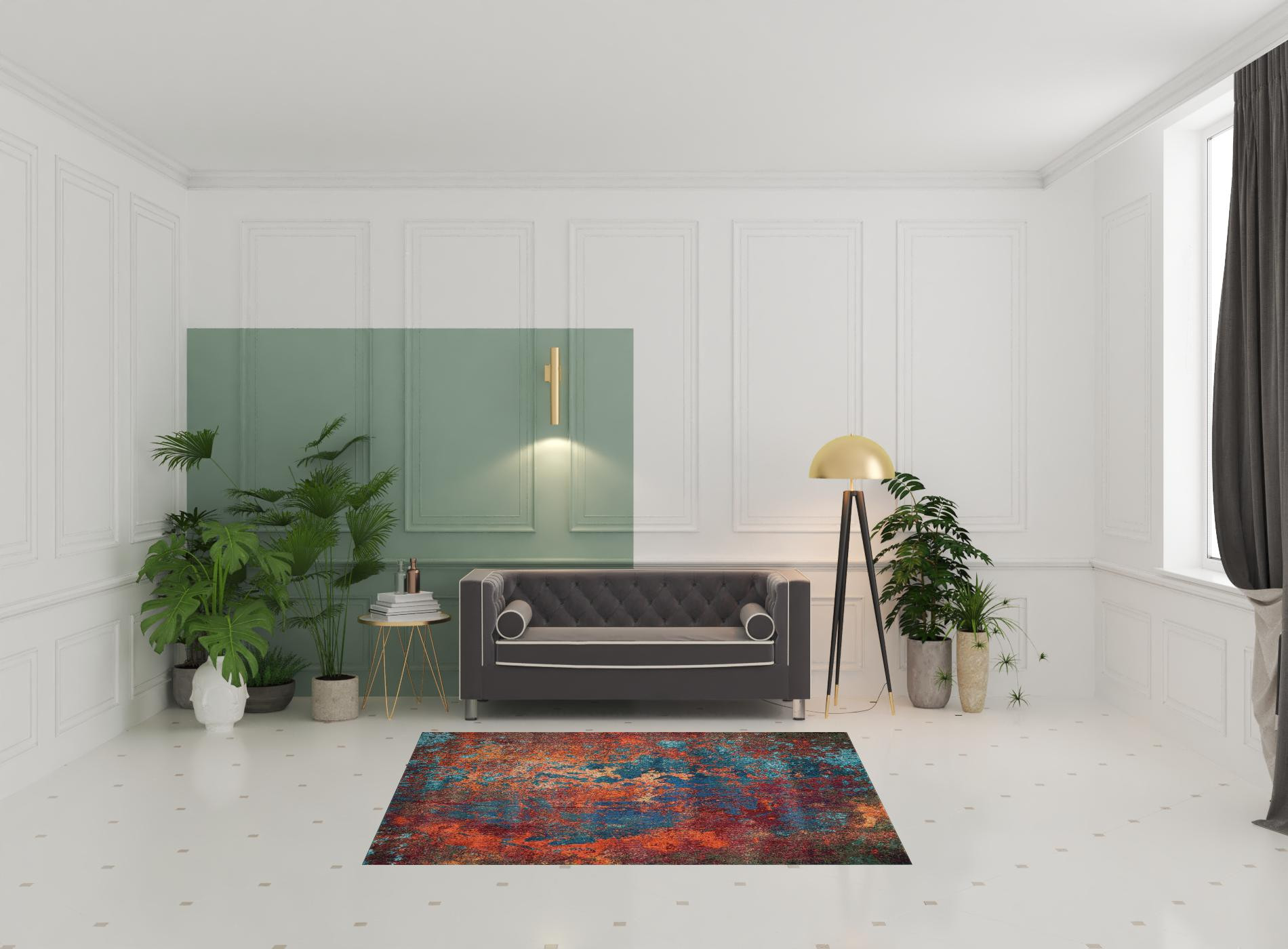 5" X 7" Atlantic Abstract Non Skid Area Rug