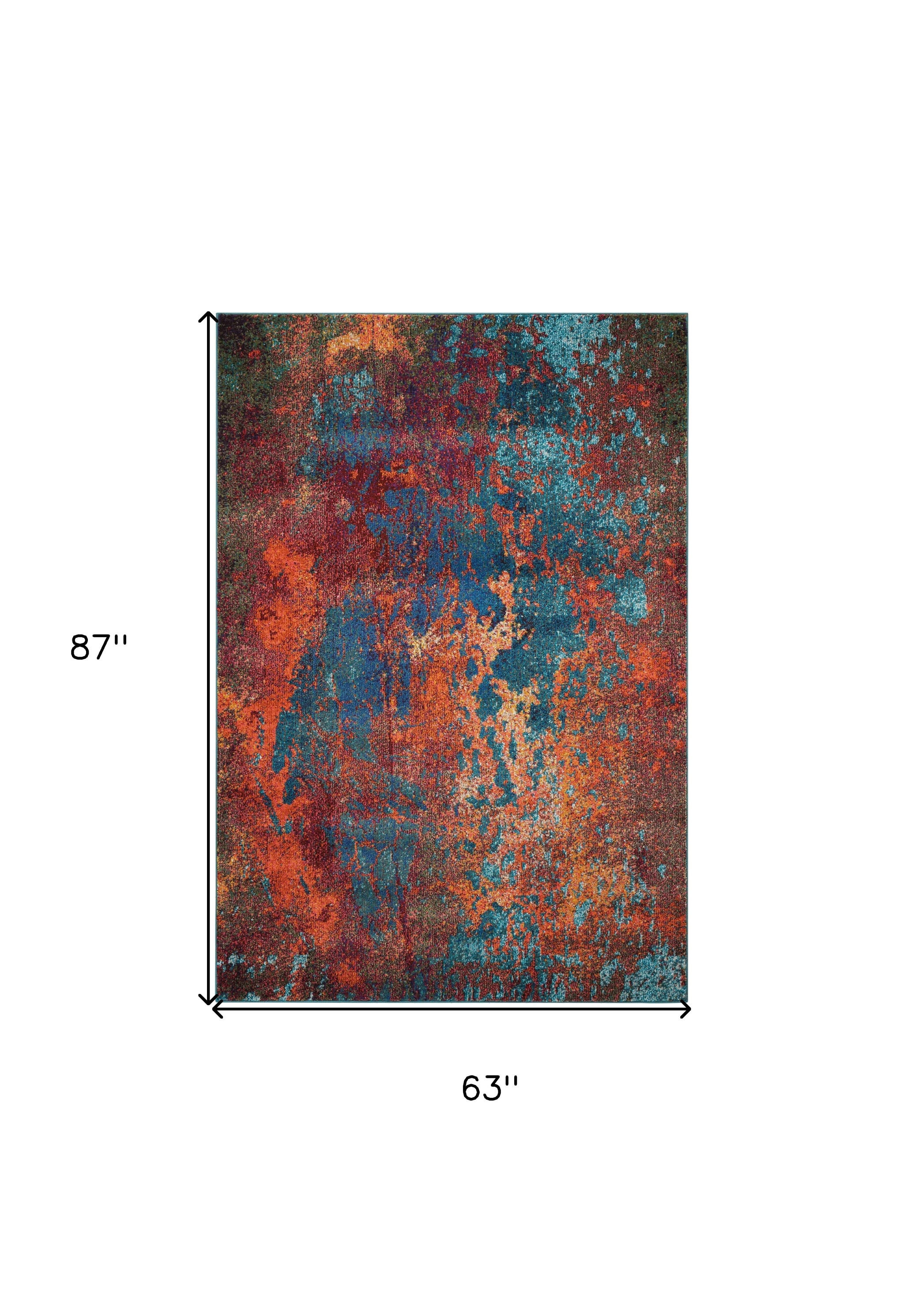5" X 7" Atlantic Abstract Non Skid Area Rug