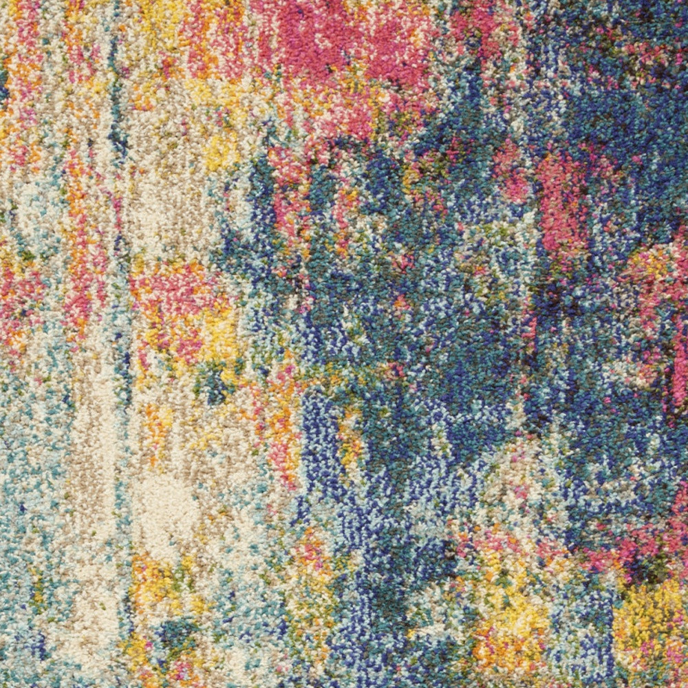 2 X 4 Blue And Yellow Abstract Power Loom Non Skid Area Rug