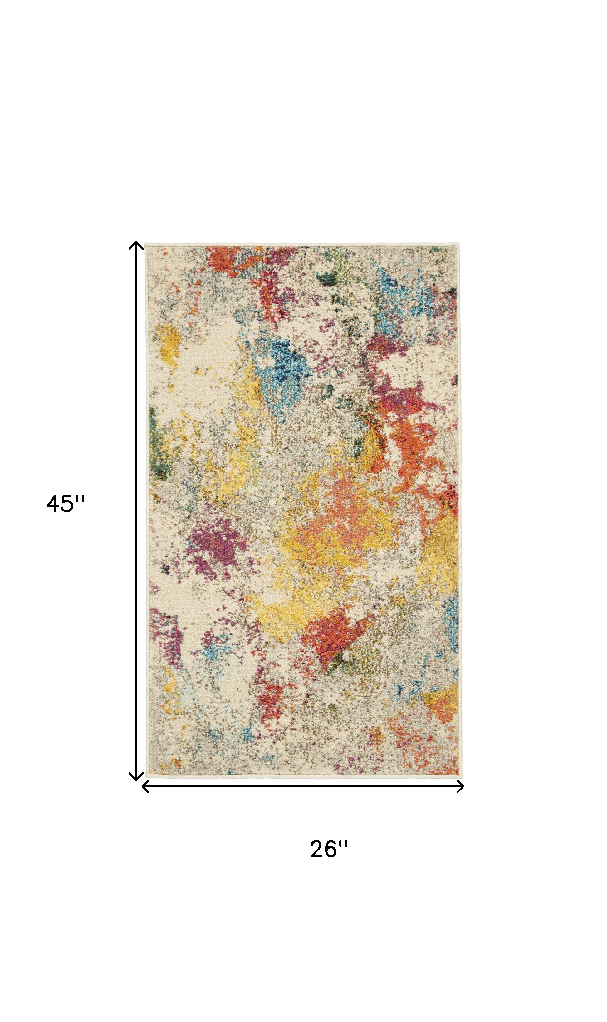 2" X 4" Ivory Abstract Power Loom Non Skid Area Rug