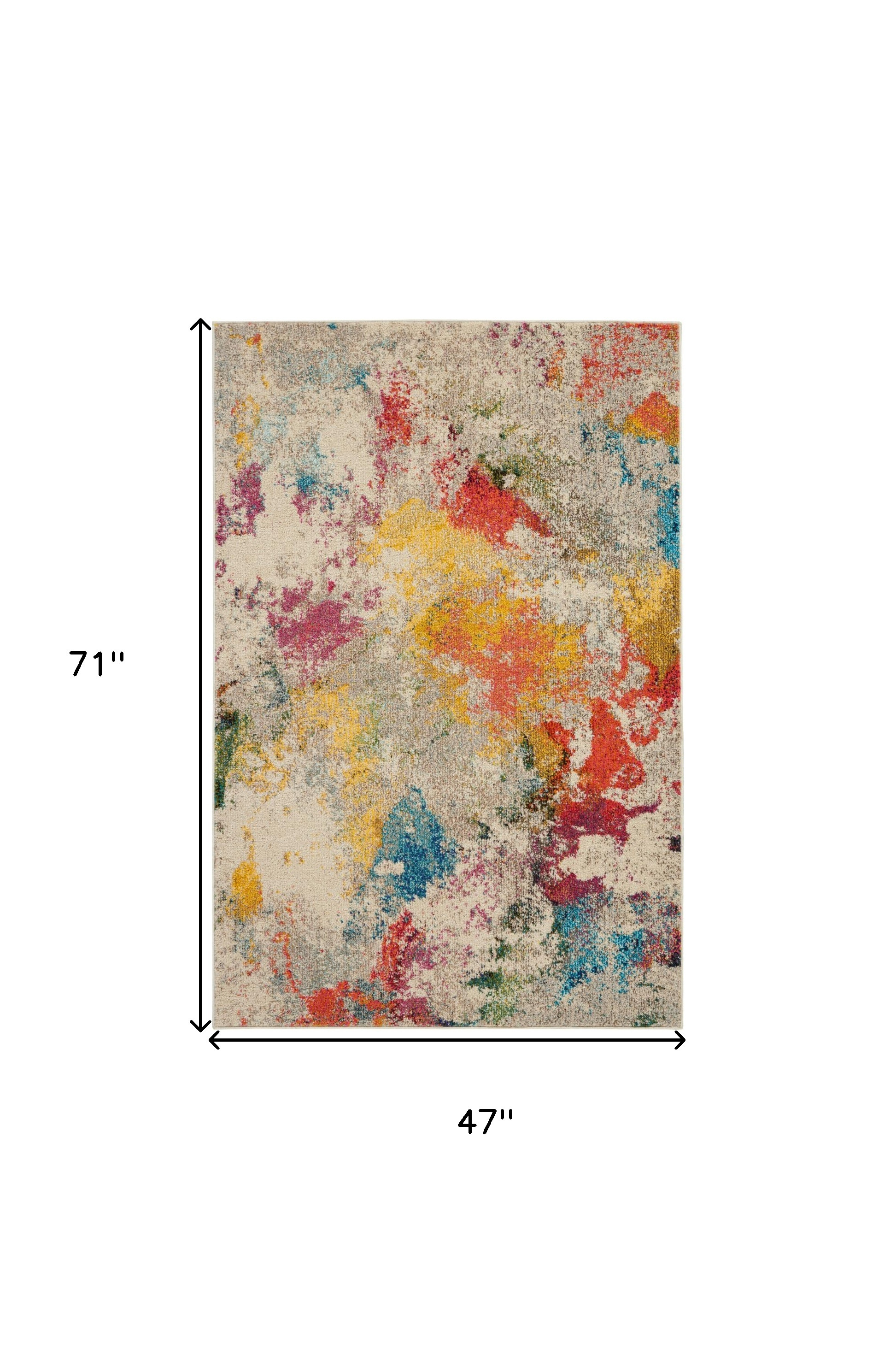 4" X 6" Ivory Abstract Power Loom Non Skid Area Rug