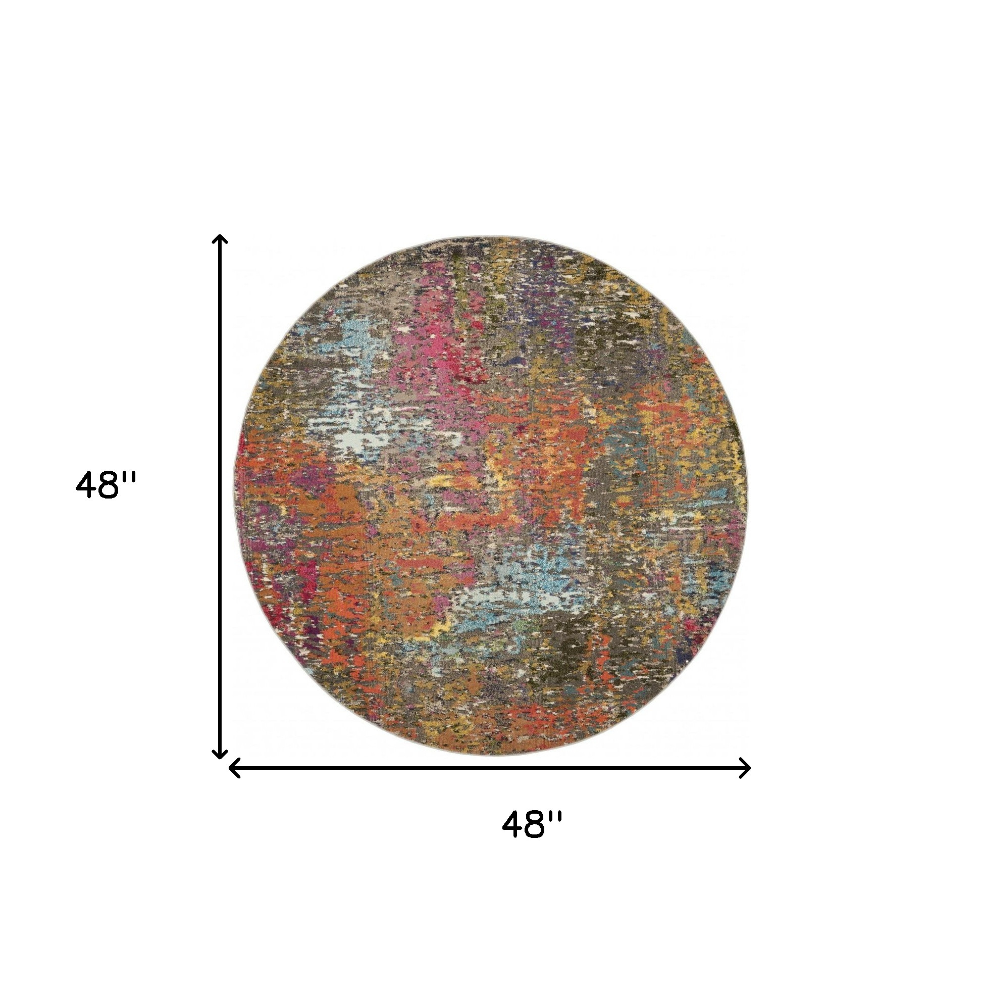 4" X 4" Sunset Abstract Power Loom Non Skid Area Rug