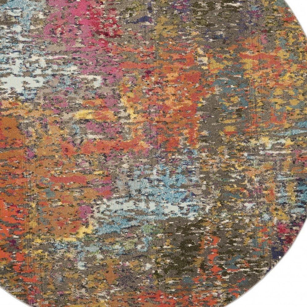 4" X 4" Sunset Abstract Power Loom Non Skid Area Rug