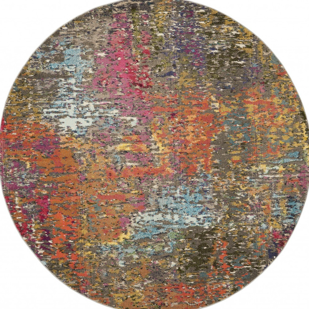 4" X 4" Sunset Abstract Power Loom Non Skid Area Rug