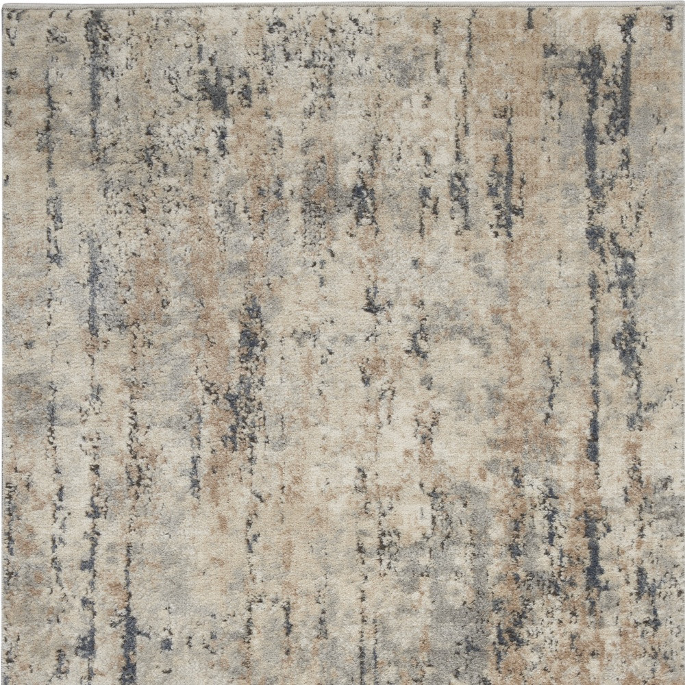 3" X 5" Beige And Grey Abstract Power Loom Non Skid Area Rug
