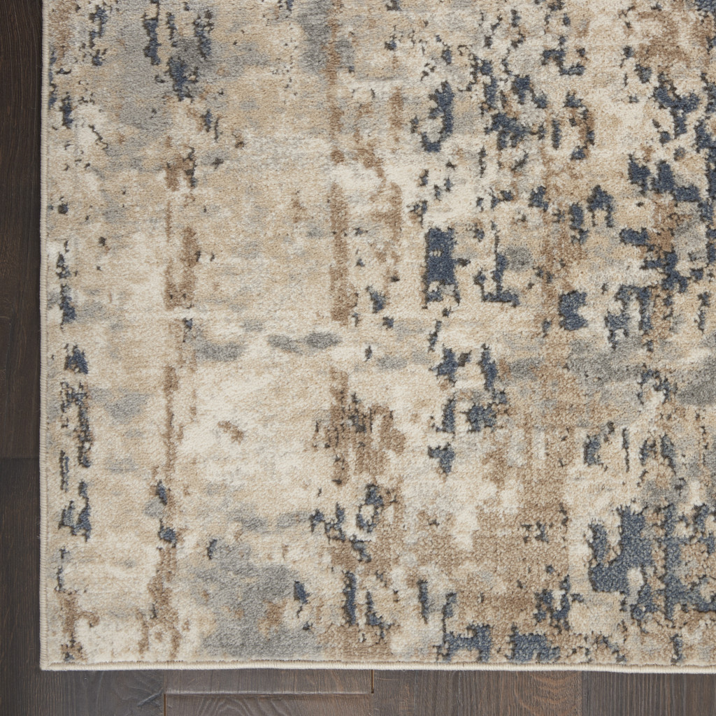 4" X 6" Beige And Grey Abstract Power Loom Non Skid Area Rug