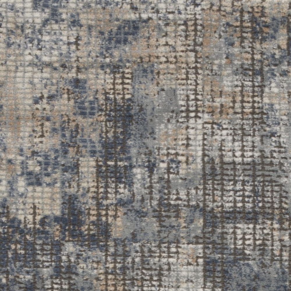 2 X 4 Blue And Beige Abstract Power Loom Distressed Non Skid Area Rug