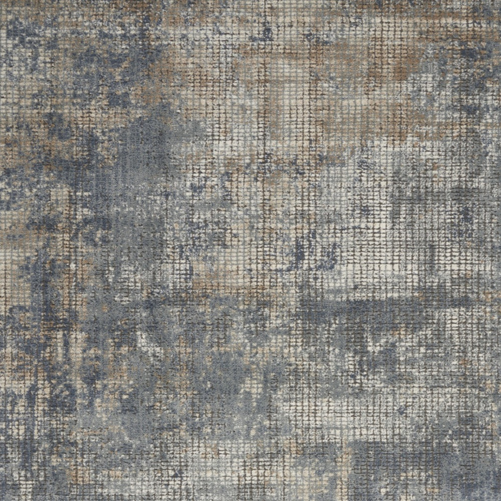5 X 7 Blue And Beige Abstract Power Loom Distressed Non Skid Area Rug