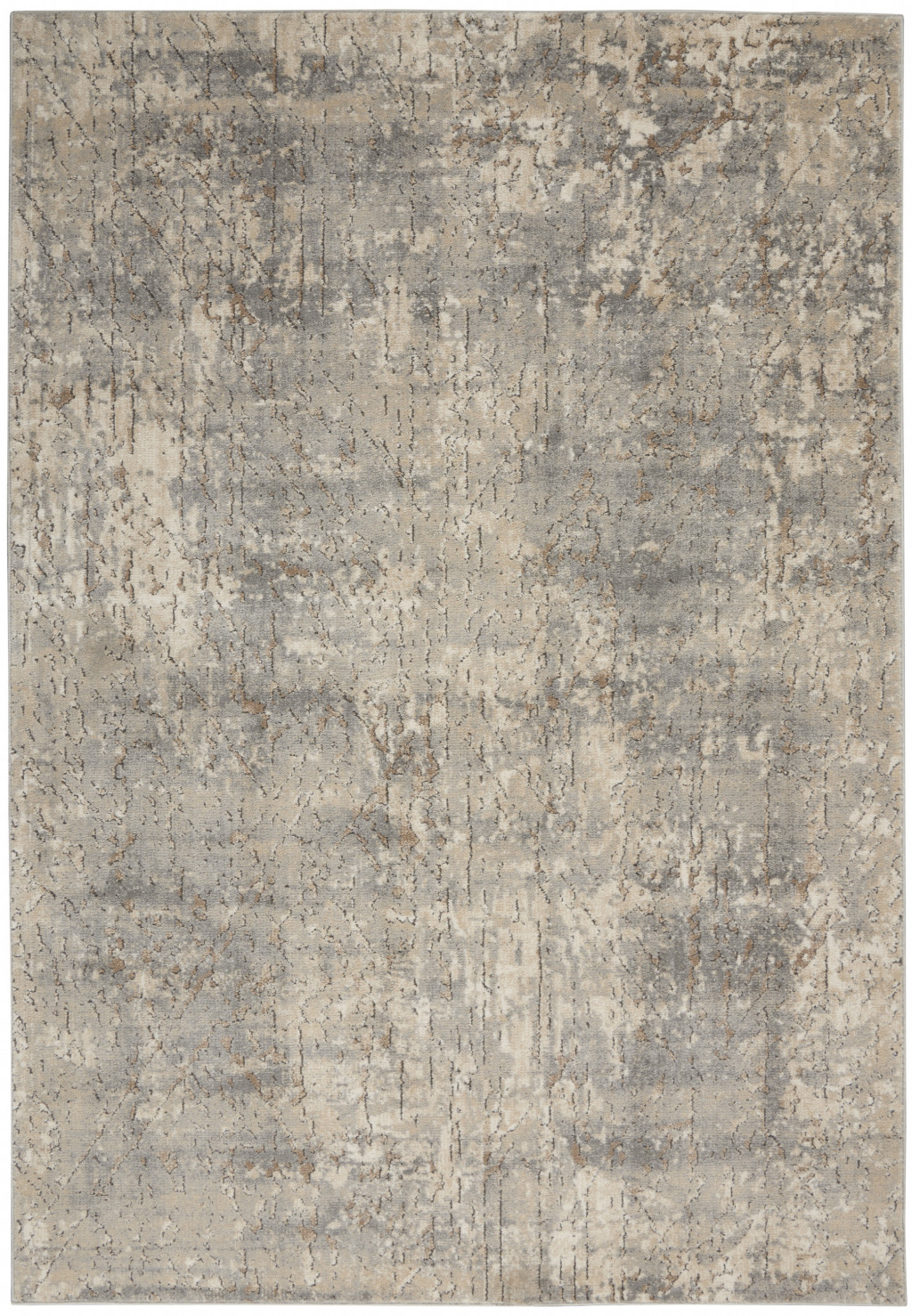 5" X 7" Beige And Grey Abstract Power Loom Non Skid Area Rug