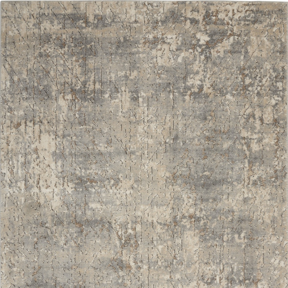 5" X 7" Beige And Grey Abstract Power Loom Non Skid Area Rug