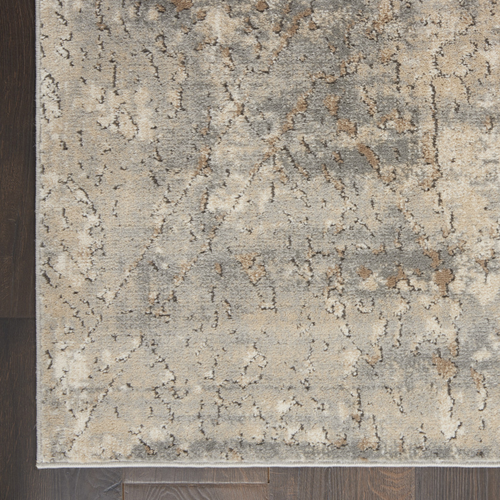 5" X 7" Beige And Grey Abstract Power Loom Non Skid Area Rug