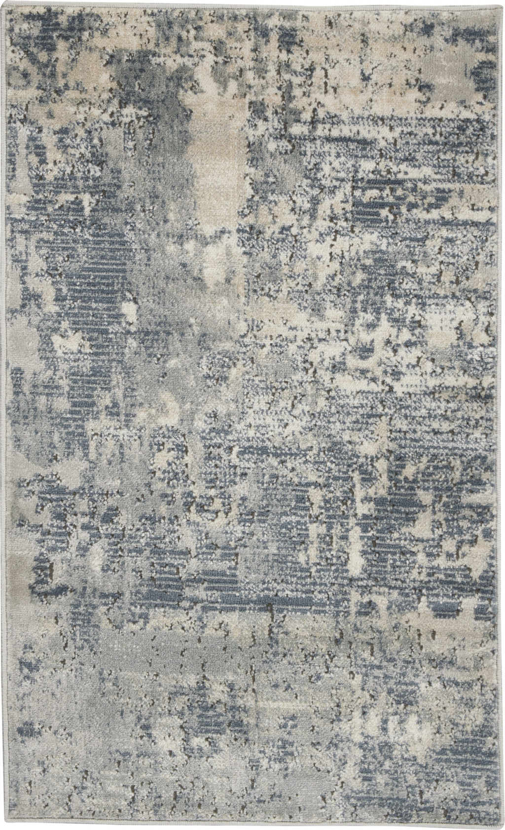 2" X 4" Grey And Beige Abstract Power Loom Non Skid Area Rug