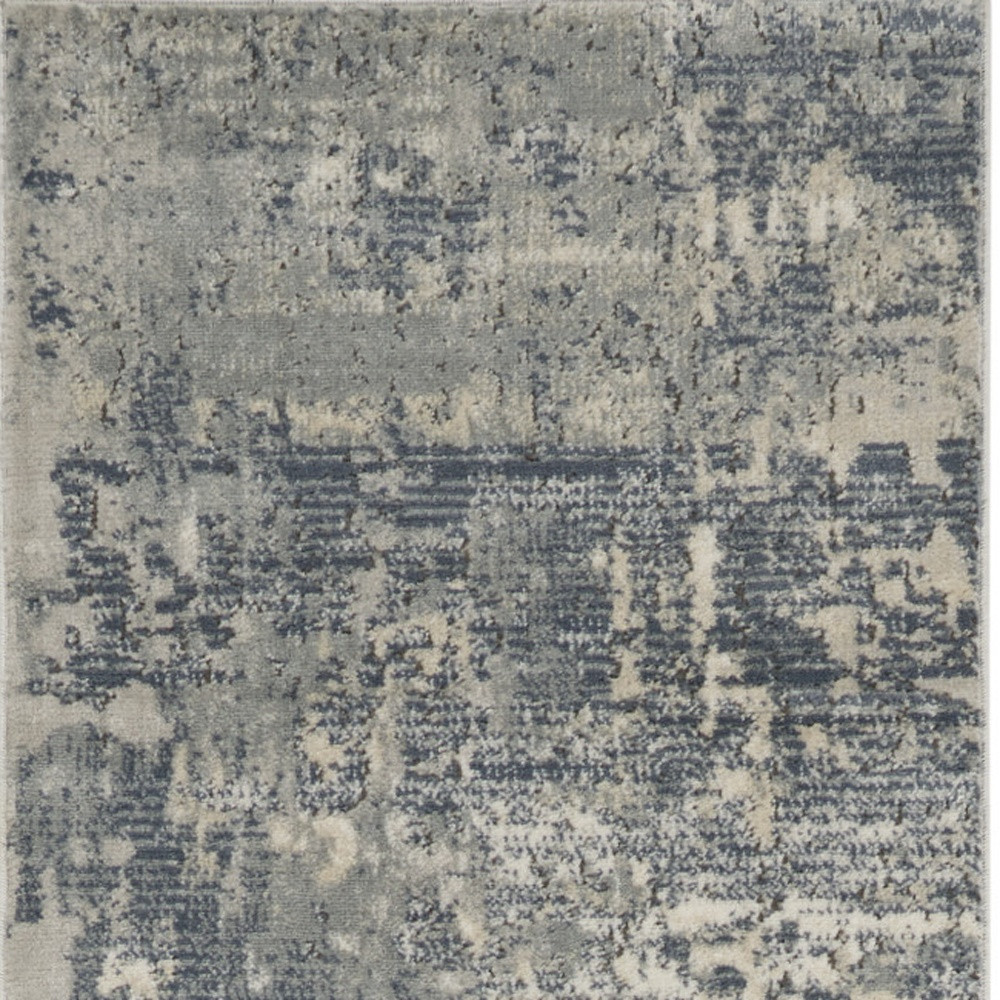 2" X 8" Grey And Beige Abstract Power Loom Non Skid Runner Rug