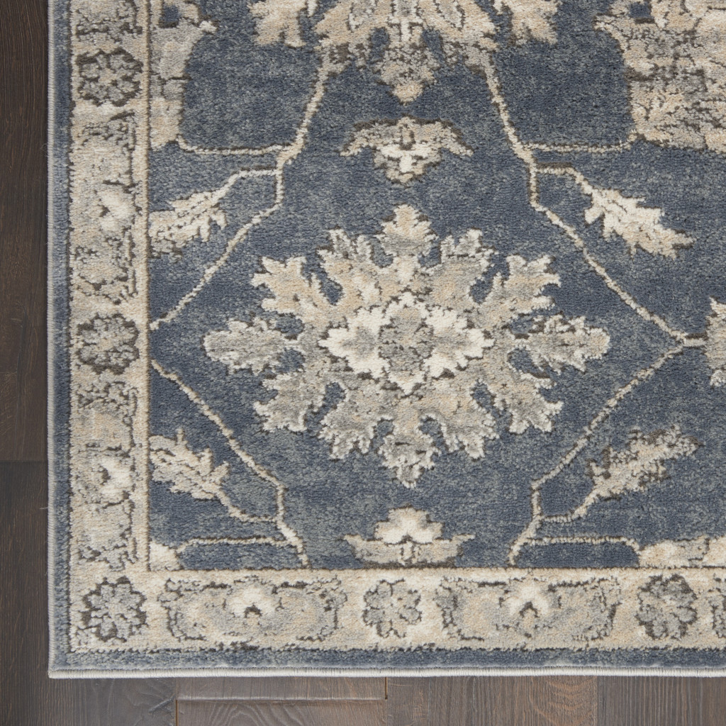 2" X 4" Blue And Beige Oriental Non Skid Area Rug