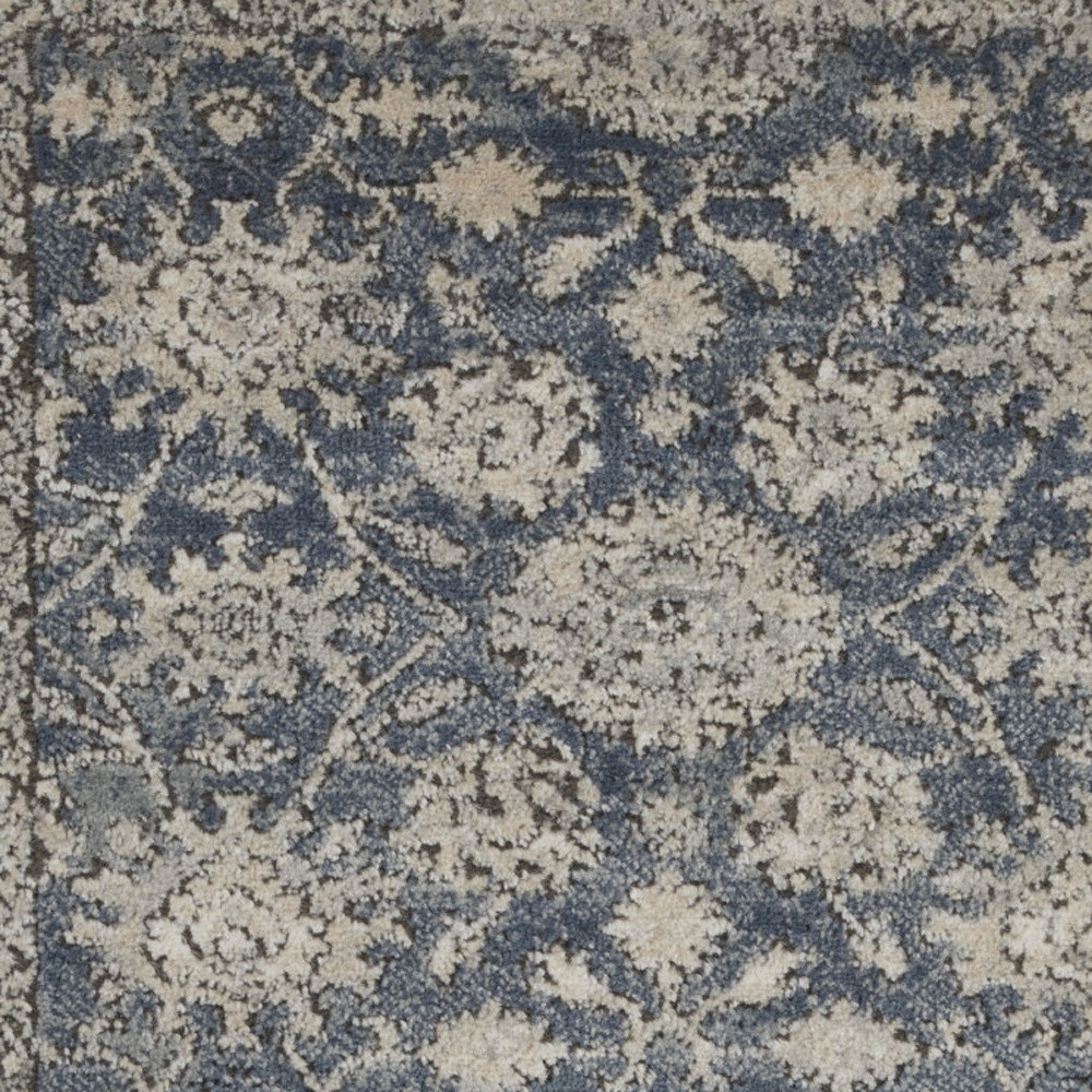 2" X 4" Blue And Beige Oriental Non Skid Area Rug