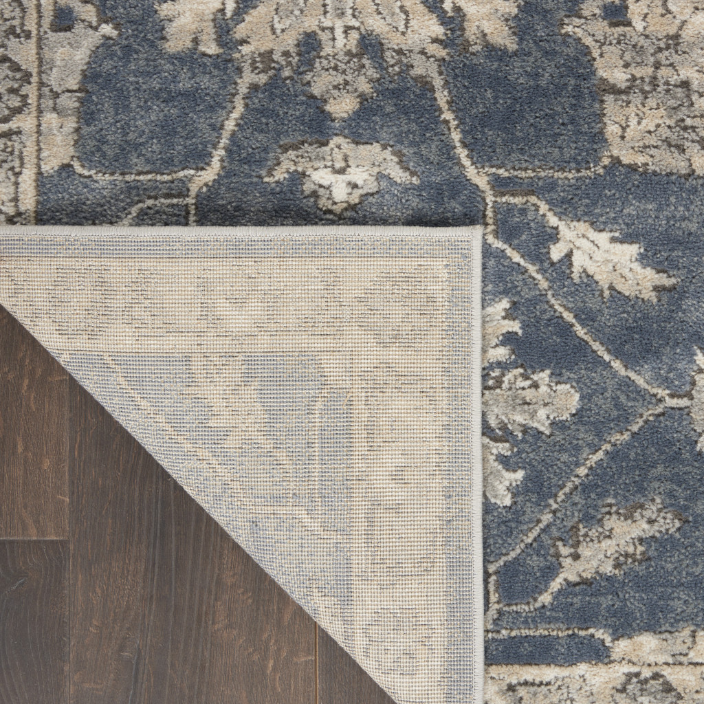 2" X 4" Blue And Beige Oriental Non Skid Area Rug