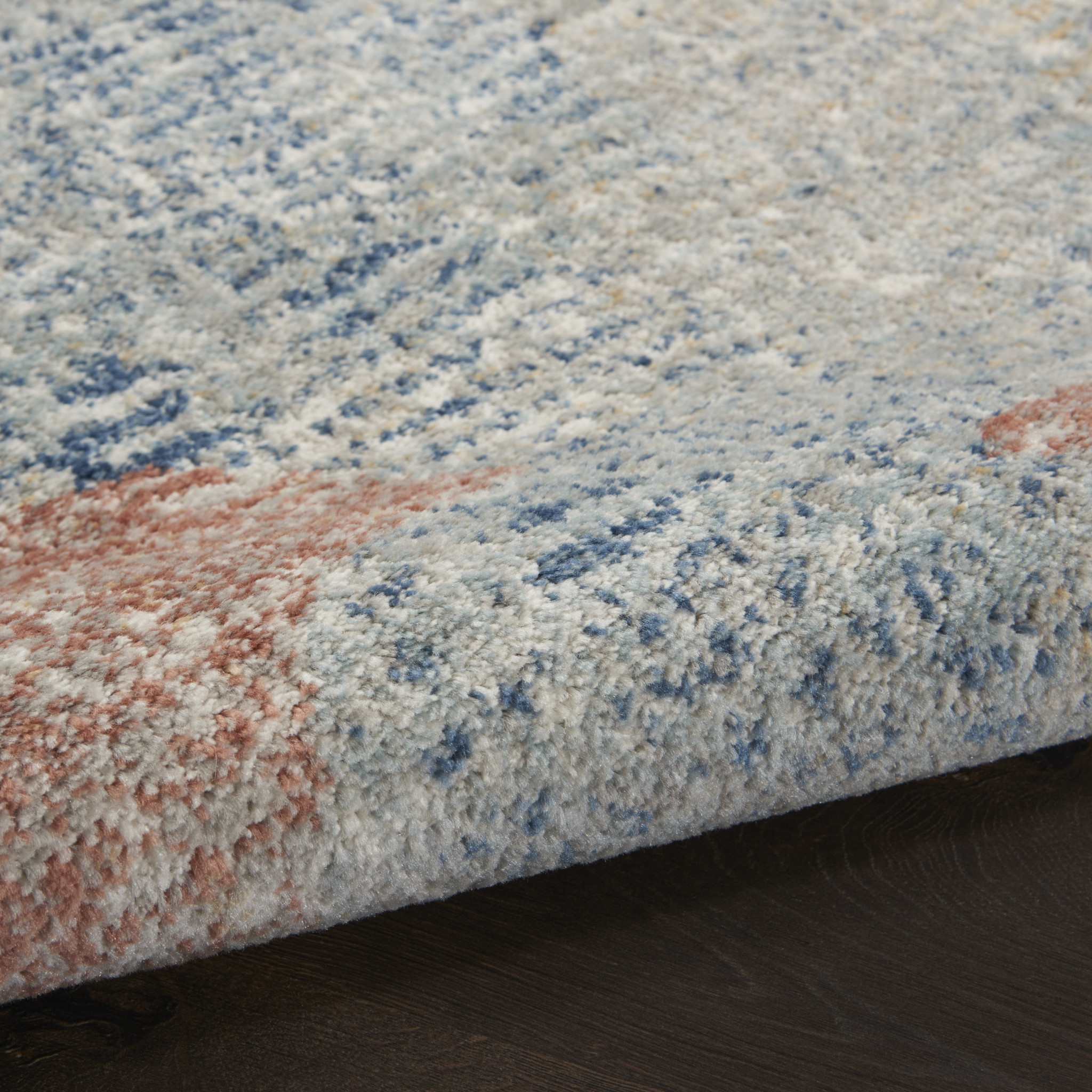 3" X 5" Ivory Abstract Power Loom Distressed Non Skid Area Rug