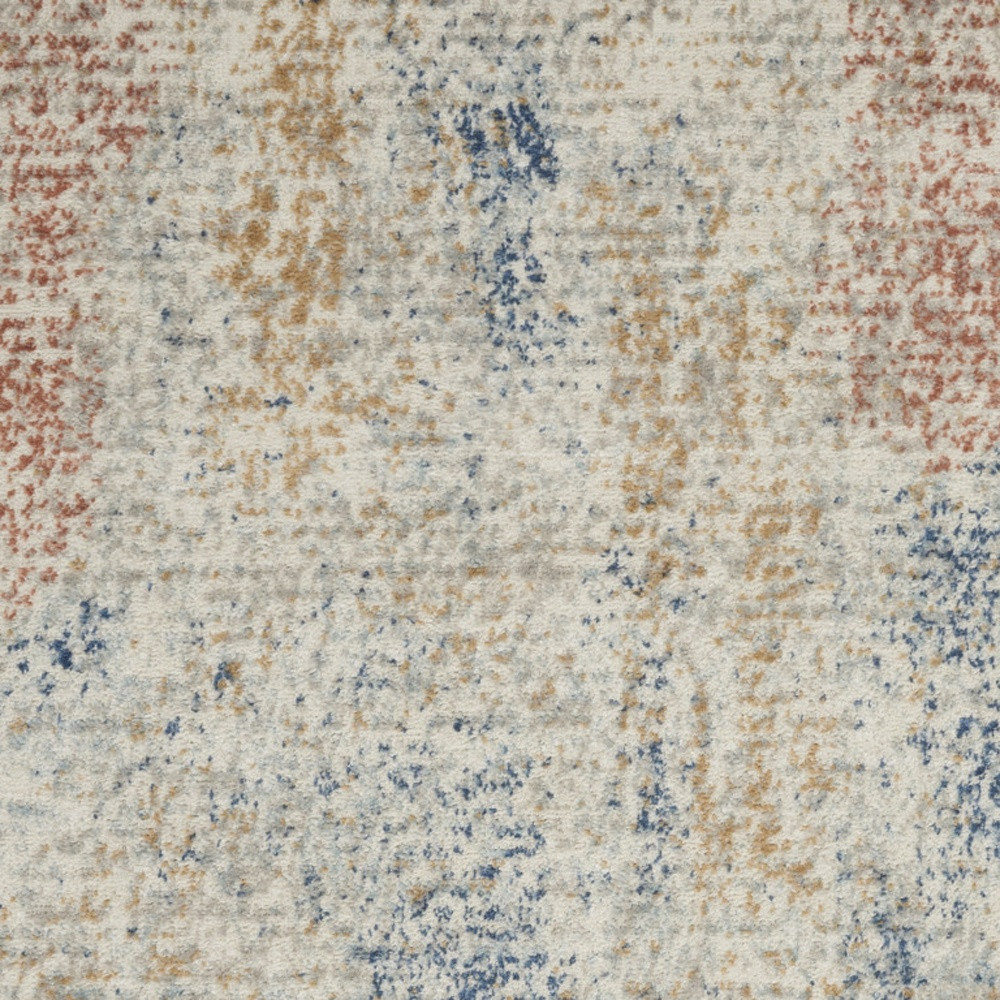 3" X 5" Ivory Abstract Power Loom Distressed Non Skid Area Rug