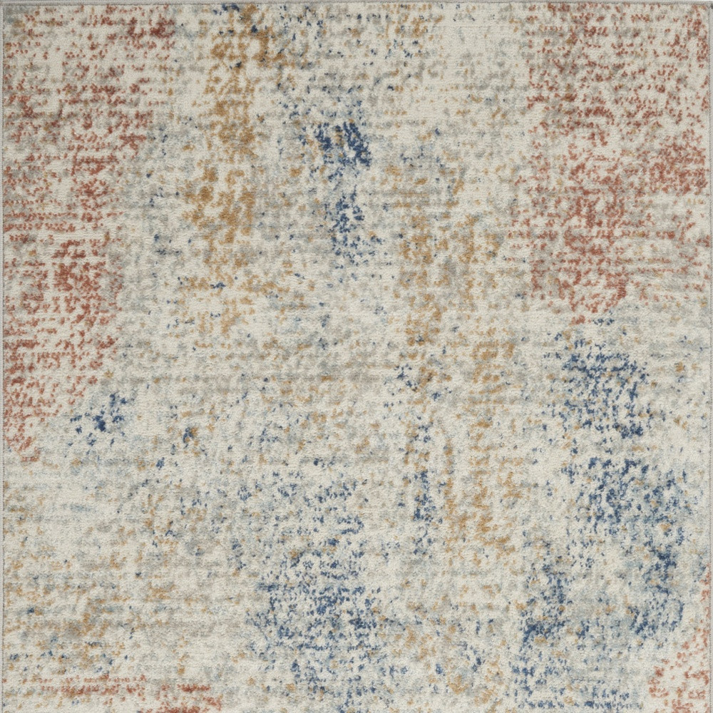 3" X 5" Ivory Abstract Power Loom Distressed Non Skid Area Rug