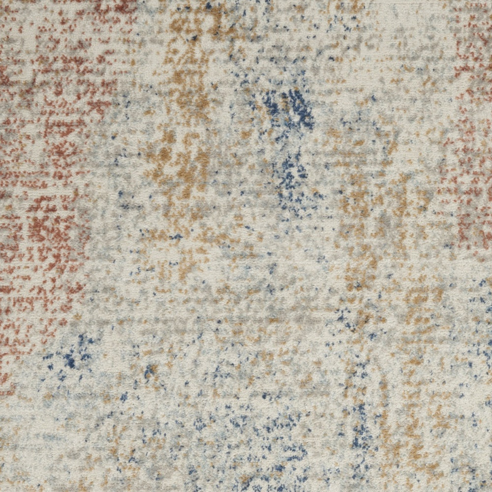 3" X 5" Ivory Abstract Power Loom Distressed Non Skid Area Rug