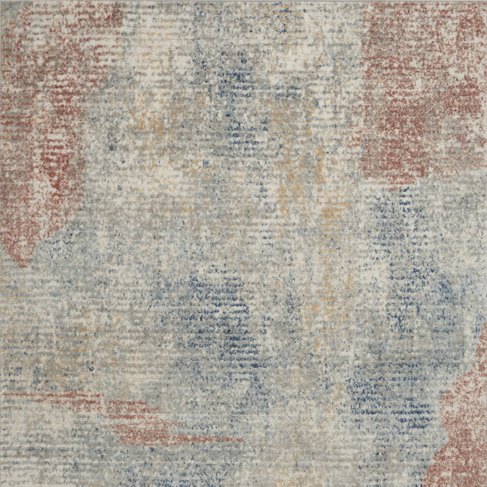 5" X 7" Ivory Abstract Power Loom Distressed Non Skid Area Rug