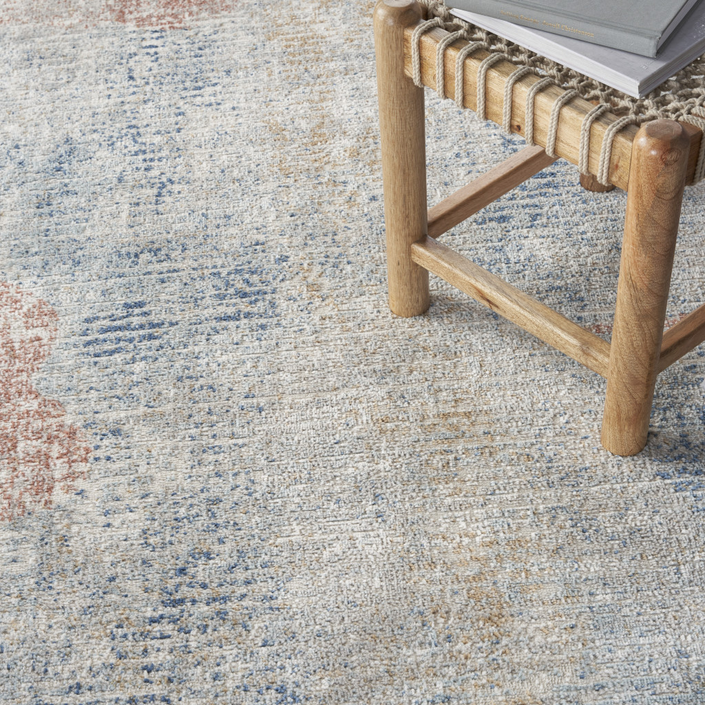 5" X 7" Ivory Abstract Power Loom Distressed Non Skid Area Rug