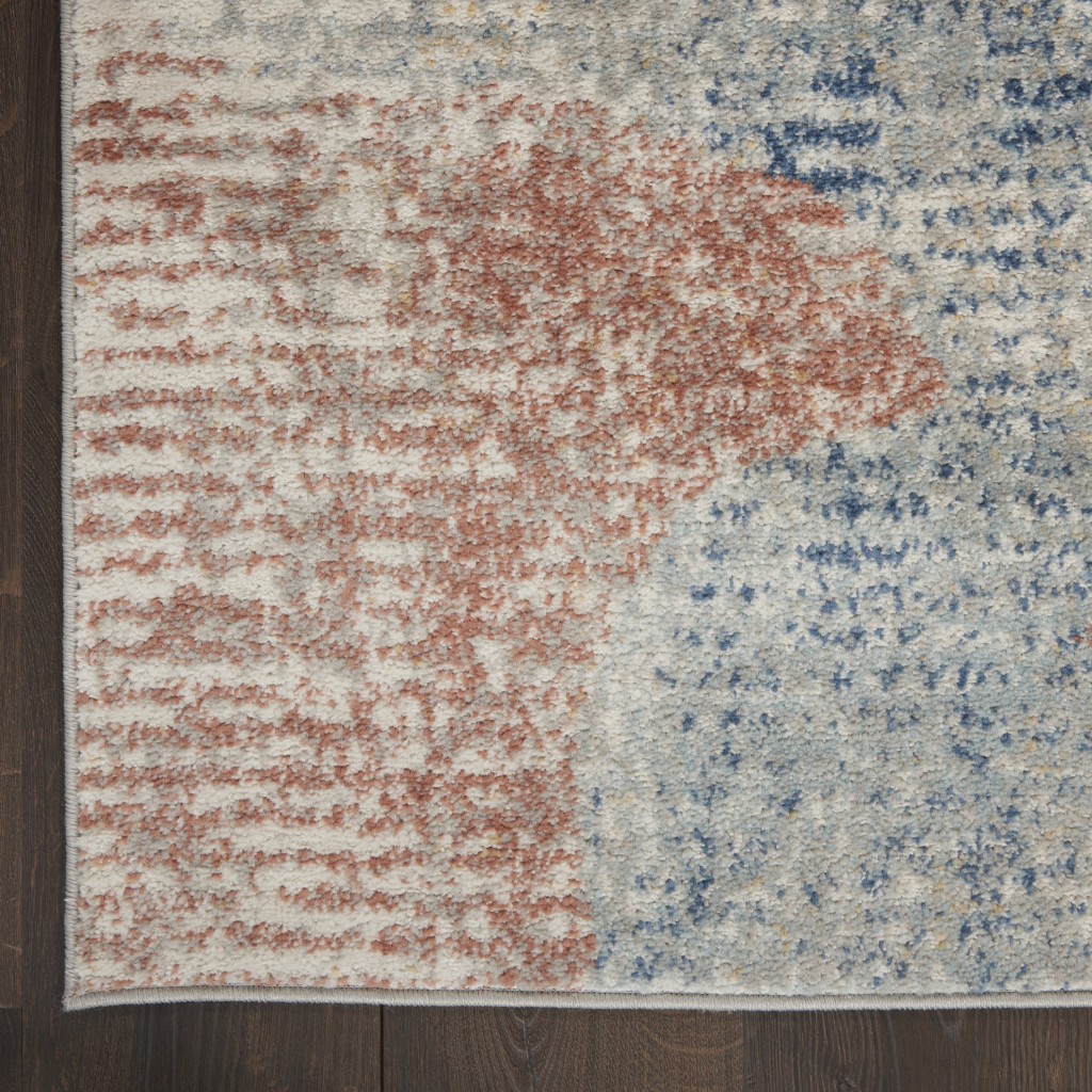 5" X 7" Ivory Abstract Power Loom Distressed Non Skid Area Rug